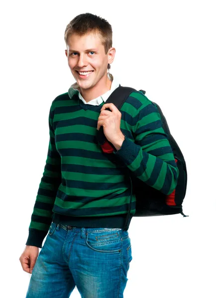 Mladý muž s batohem — Stock fotografie