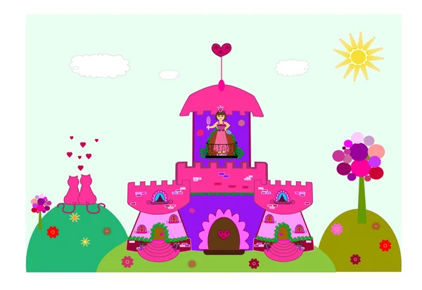 Замок с вектором принцессы — стоковый вектор