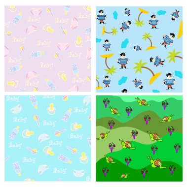 Cute kids cover template pattern in vector clipart