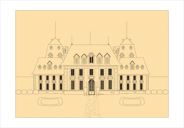 Cute card. Castle. sketch vector — Stock Vector