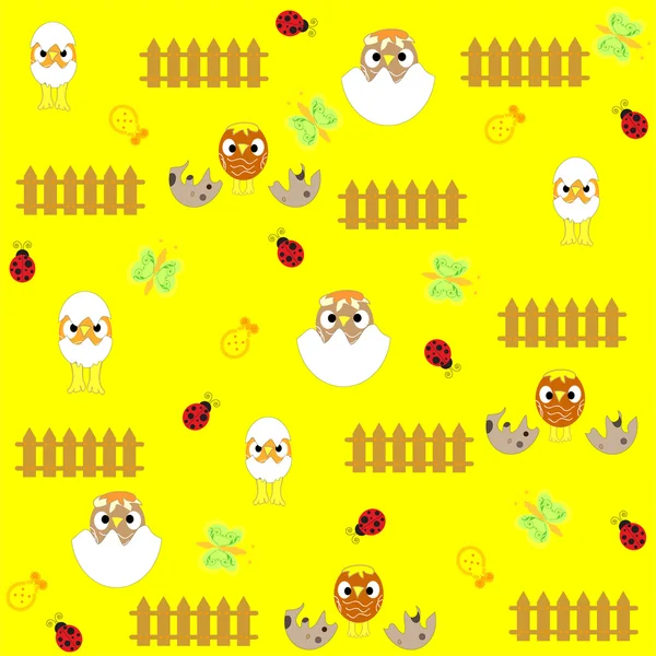 Seamless flowers and birds background pattern in vector — Stock Vector