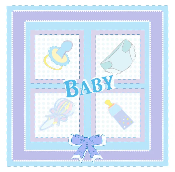 赤ちゃんの到着カード。少年のベクトル — ストックベクタ