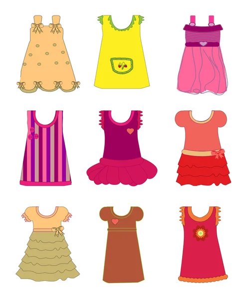 ドレスの女の子のベクトルを設定 — ストックベクタ