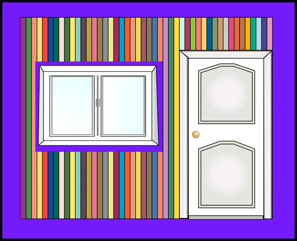 门和多彩墙矢量 — 图库矢量图片