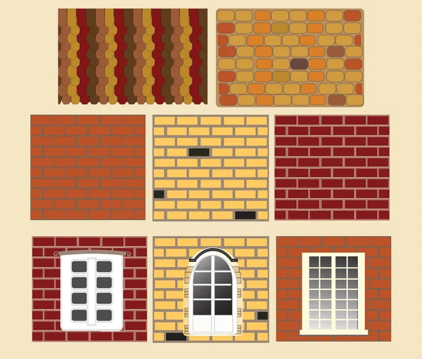 Muro di mattoni con finestra. Vettore — Vettoriale Stock