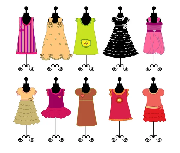 Vestidos para niñas vector — Archivo Imágenes Vectoriales