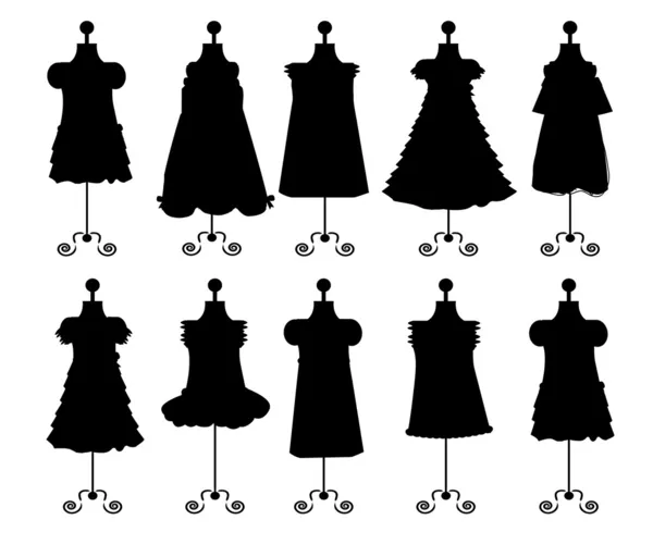 Dresses. silhouettes. set. vector — Stock Vector