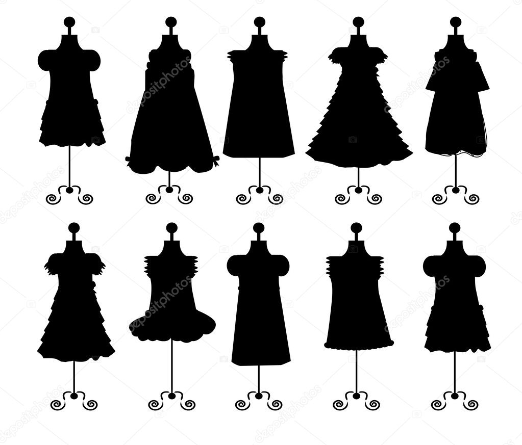 Dresses. silhouettes. set. vector