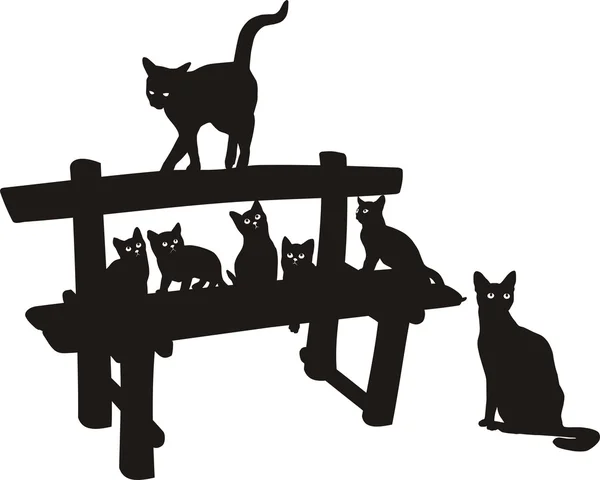 Familia de gatos — Vector de stock