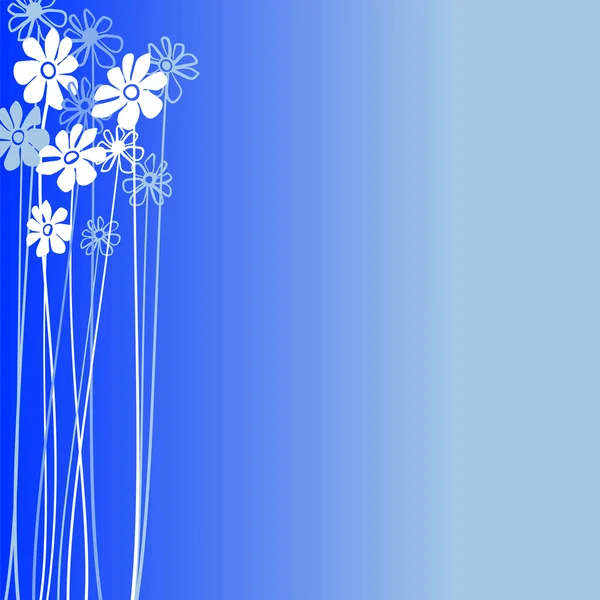 Creatief ontwerp met bloemen op een blauwe achtergrond — Stockvector