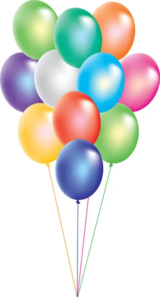 Färgglada ballonger på vit bakgrund — Stock vektor