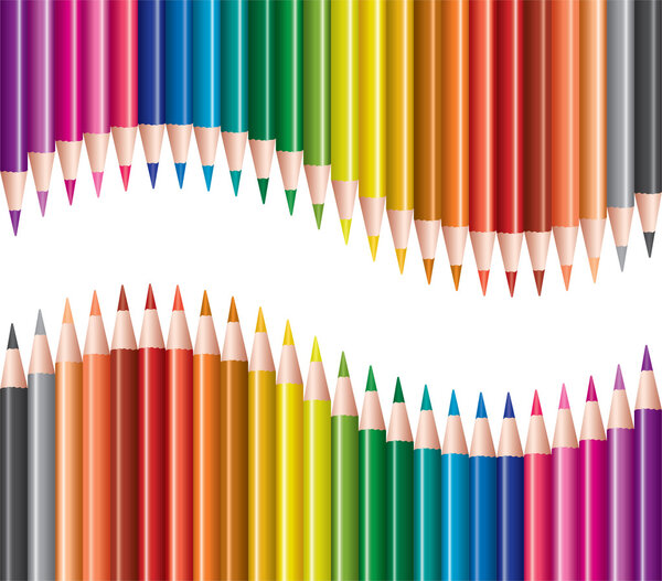 Vector set of colored pencils