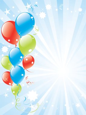 Festive balloons and lightburst clipart