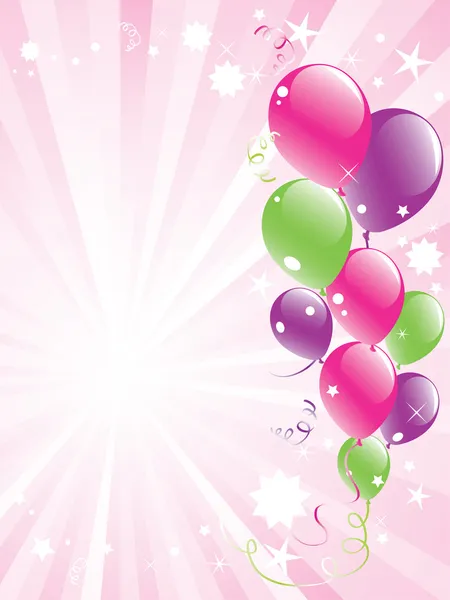 Festive balloons and lightburst — Stock Vector