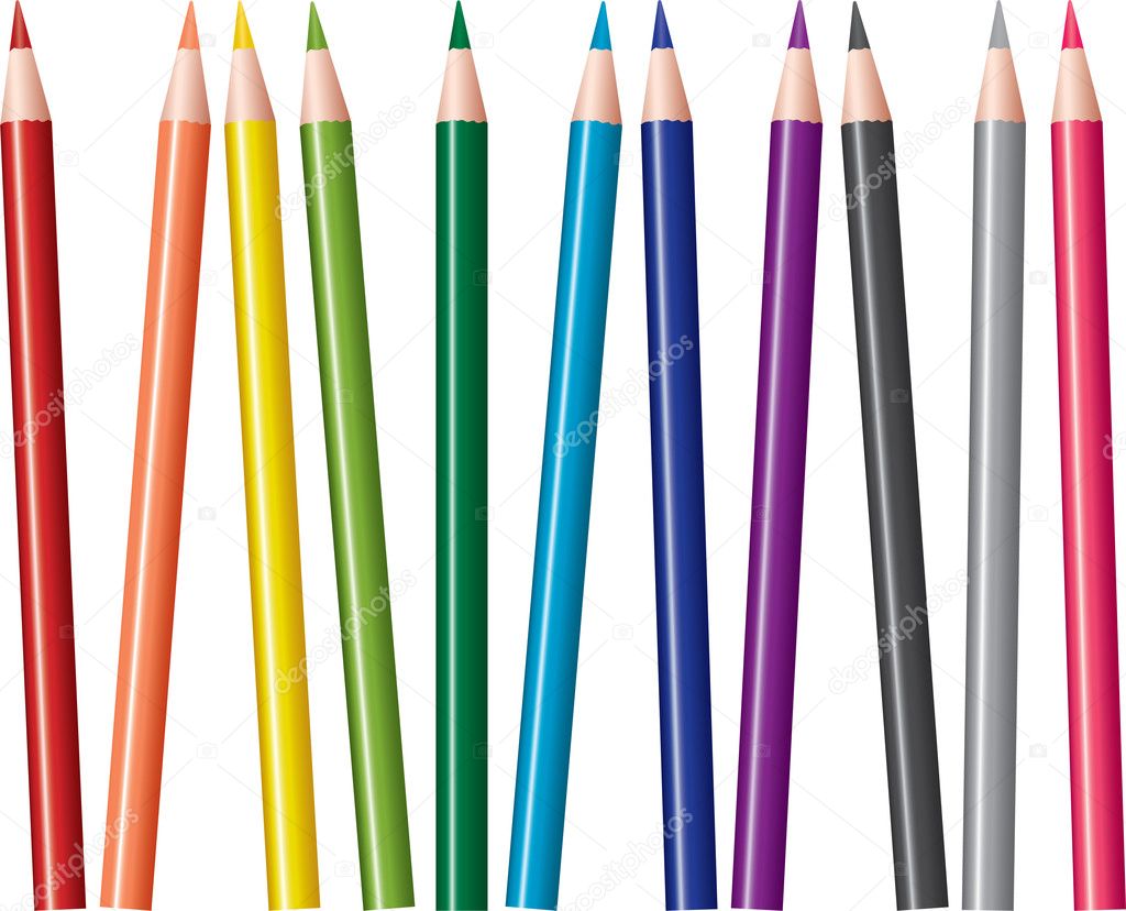 Vector set of colored pencils
