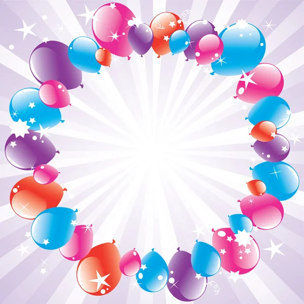 Vector festive balloons and light-burst — Stock Vector