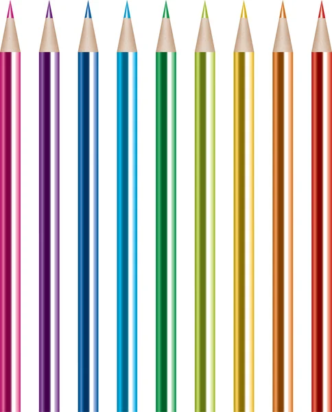 Ensemble vectoriel de crayons de couleur brillants — Image vectorielle