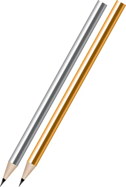 Zilveren en gouden lood potloden vector — Stockvector