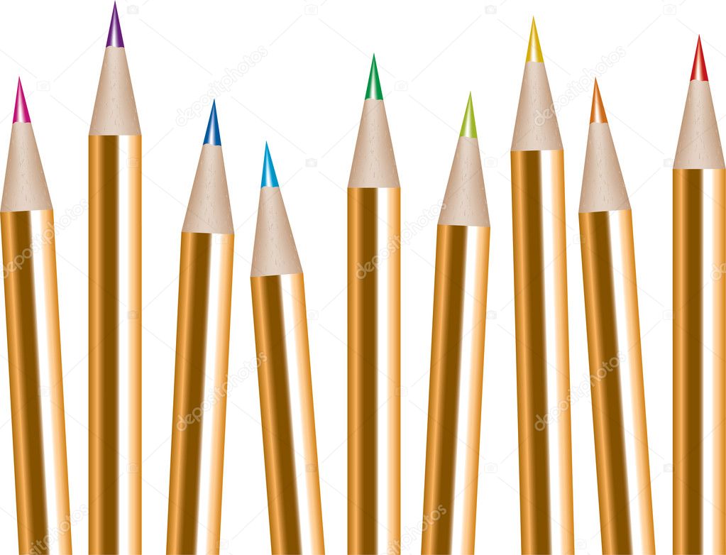 Vector bunch of colored pencils