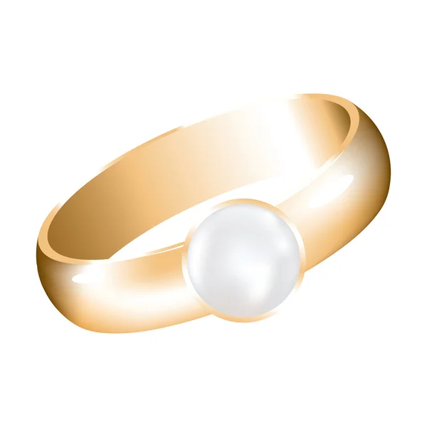 Vector golden ring with a pearl — Stock Vector