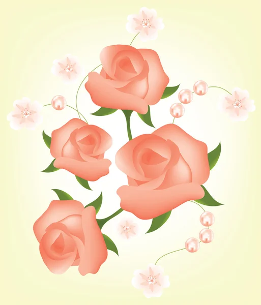 Vector fundo abstrato com rosas vermelhas — Vetor de Stock