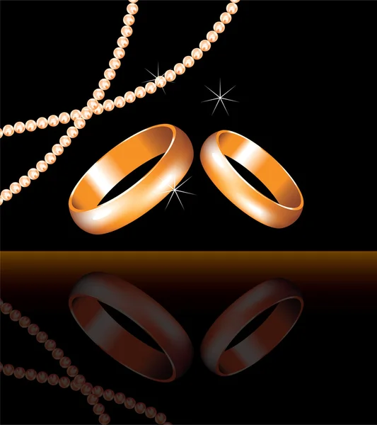 Vektor goldene Eheringe und Perlen — Stockvektor