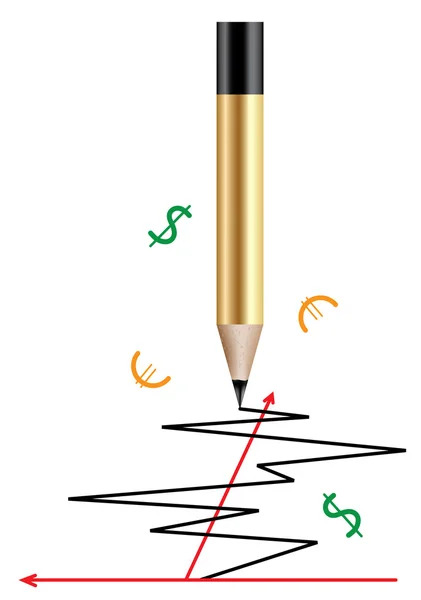 Vector pencil and a graph — Stock Vector