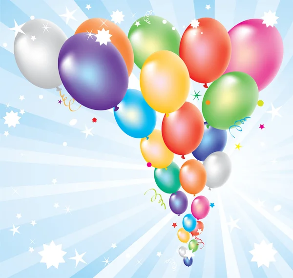 Vectorillustratie van kleurrijke ballonnen en licht-burst — Stockvector