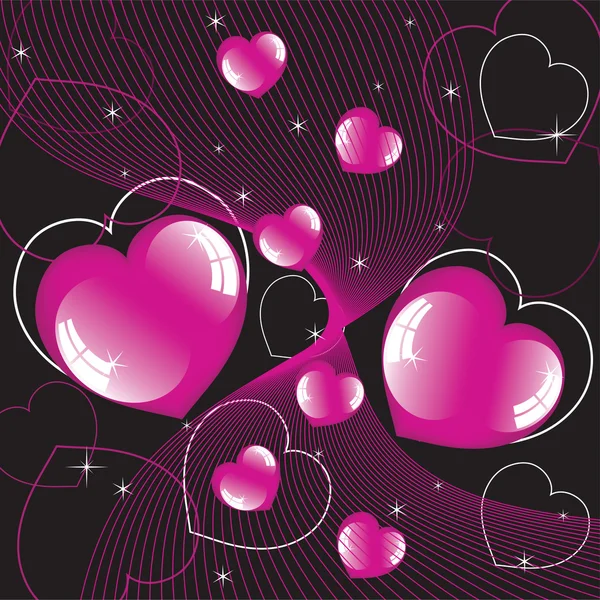 Vector abstract background of shiny hearts — Stock Vector