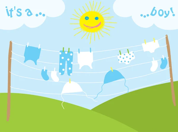 Les vêtements de bébé séchant sous le soleil — Image vectorielle