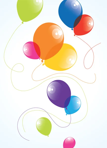Ilustração vetorial de balões coloridos no céu — Vetor de Stock