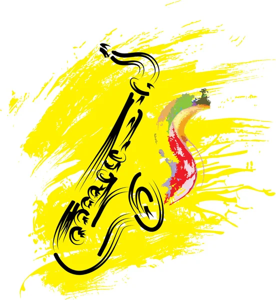 Saxophone vectoriel stylisé sur fond grunge — Image vectorielle