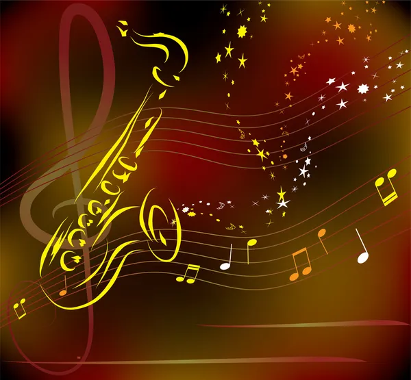 Saxophone vectoriel stylisé sur fond abstrait — Image vectorielle