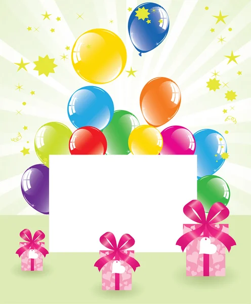 Vector festive balloons and gift boxes — Stock Vector