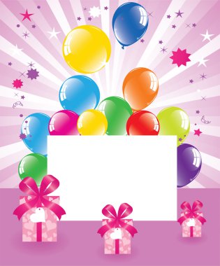 Festive balloons and gift boxes clipart