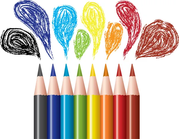 Lápis coloridos e bolhas —  Vetores de Stock