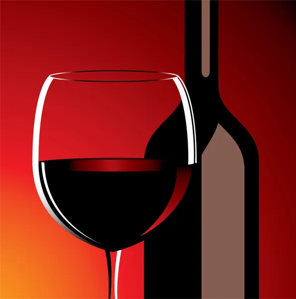 Weinglas und Flasche — Stockvektor