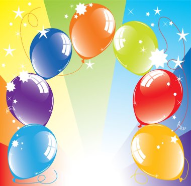 Colorful balloons and light-burst clipart