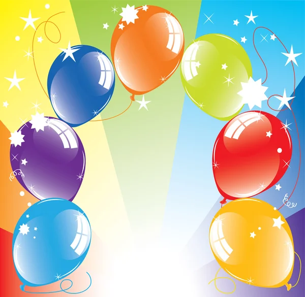 Πολύχρωμα μπαλόνια και φως-έκρηξη — Διανυσματικό Αρχείο