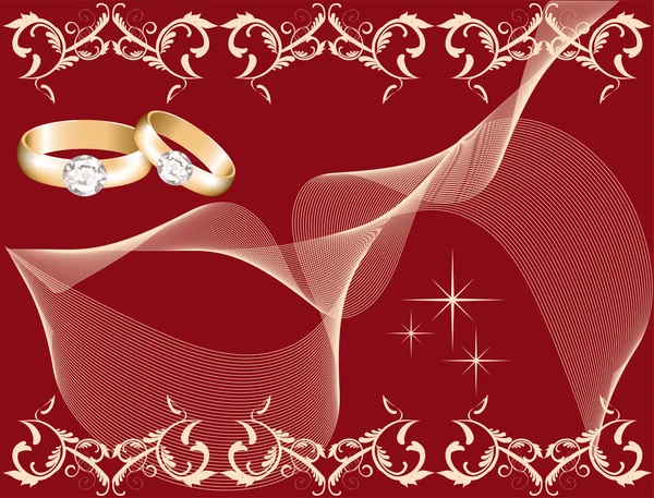 Wedding theme with golden rings — Stock Vector