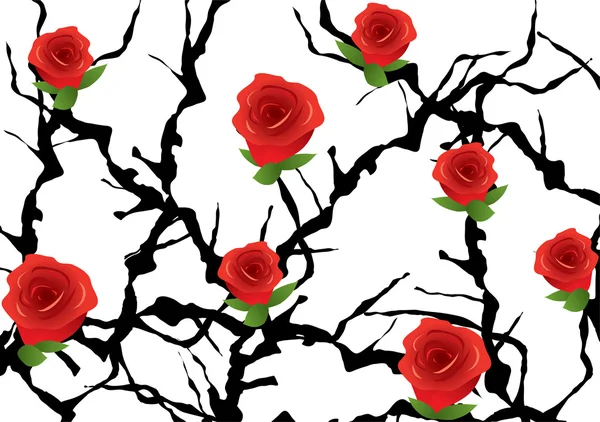 Arbusto Blackthorn com rosas —  Vetores de Stock