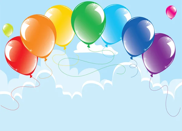 Kolorowe balony na niebie — Wektor stockowy