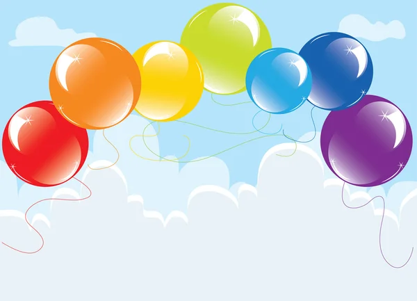 Ballons colorés dans le ciel — Image vectorielle