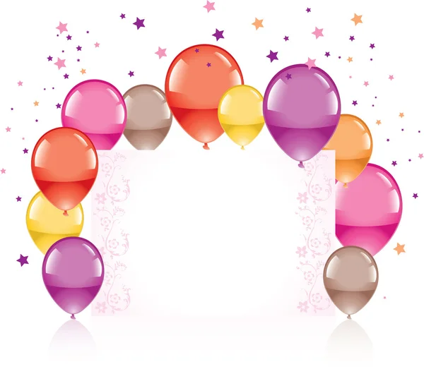 Ballons colorés festifs et carte de vœux — Image vectorielle