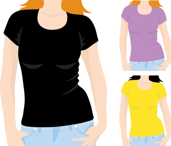 Modelo de t-shirt feminina — Vetor de Stock