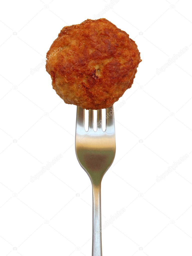 Meatball and fork
