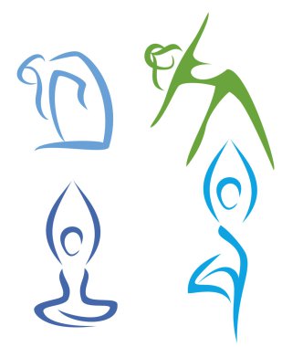 Yoga poses symbols set in simple lines part2 clipart