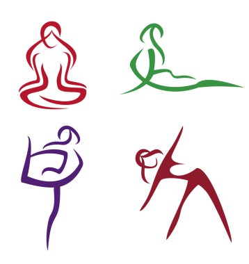 Yoga poses symbols set in simple lines part3 clipart