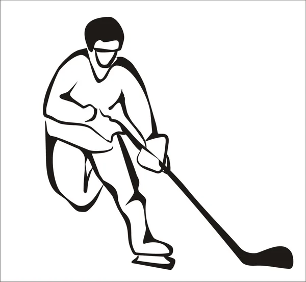 Hockey player, sketch in black lines — Stock Vector