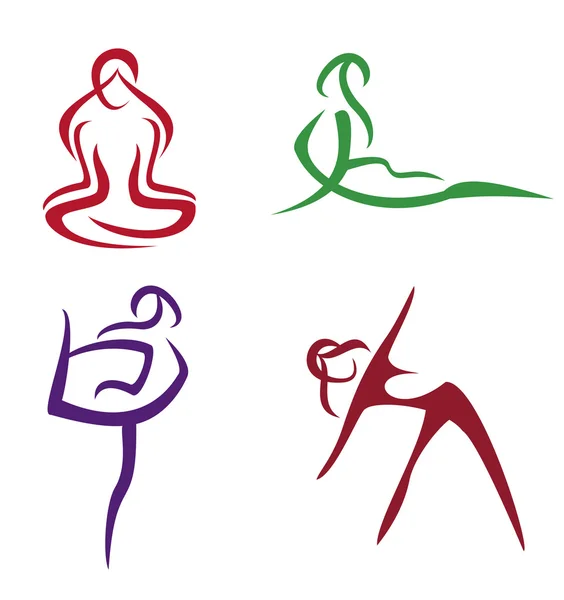 Yoga poses symbols set in simple lines part3 — Stock Vector